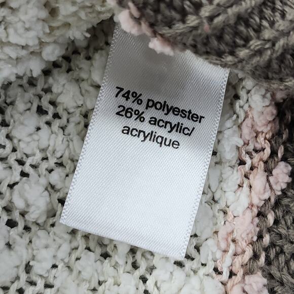 Maurices Sweater Womens M Brown Cream Pin Striped Hooded Pullover Popcorn Knit - Picture 4 of 9